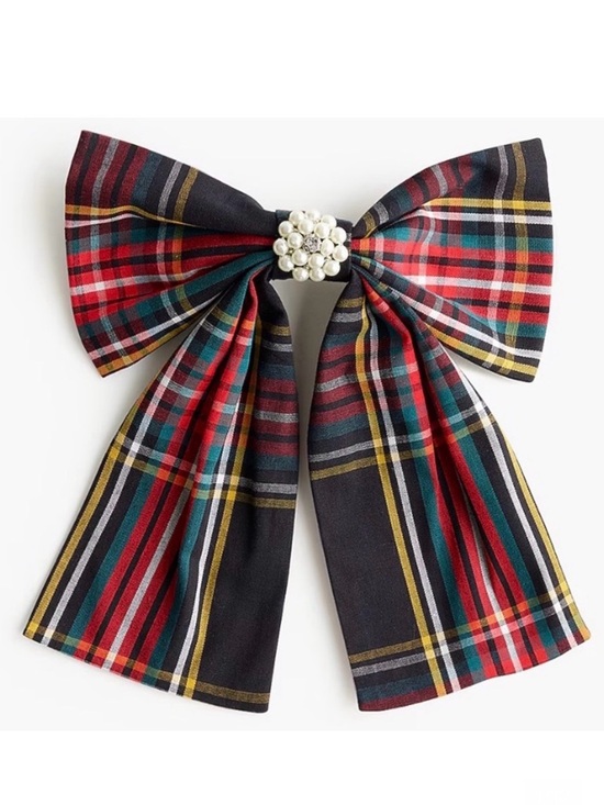 J. Crew Factory Accessories - J Crew  Factory Embellished Bow Barette Black Stewart Tartan